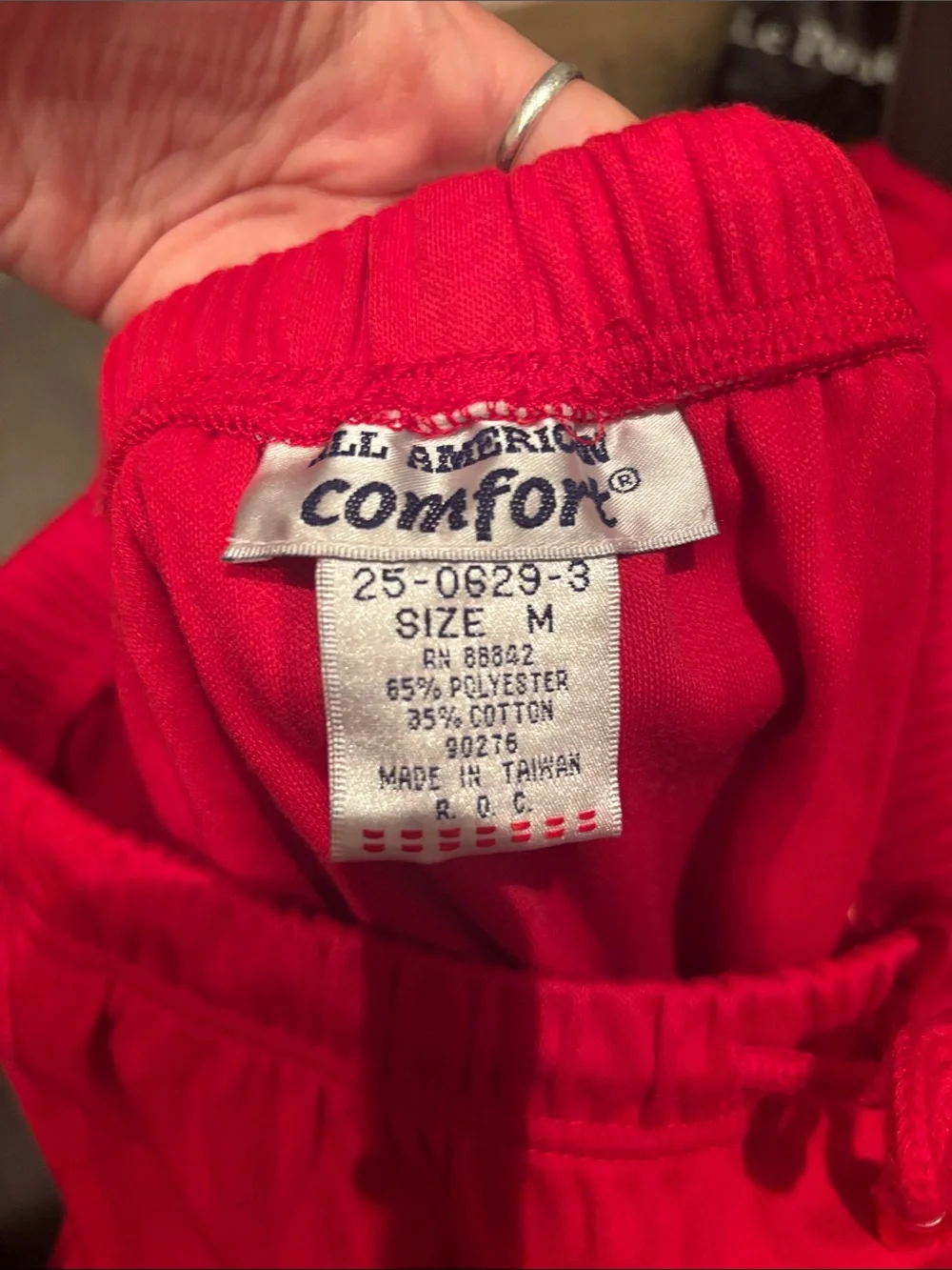 Vintage Y2K 90’s M Red Midi Skirt Drawstring Stretchy Waist Jersey Knit Sporty
